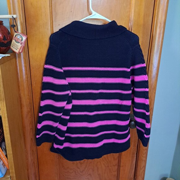 Talbots Pink and navy striped sweater 2X - Picture 2 of 5
